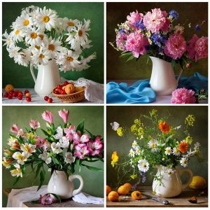 پازل‌های شیشه‌ای با طرحهایی از گل‌ها